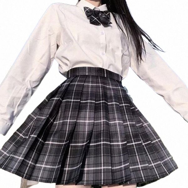 

skirts 2021 summer korean high waist pleated black gothic cute mini plaid skirt women jk uniform students clothes a2je#
