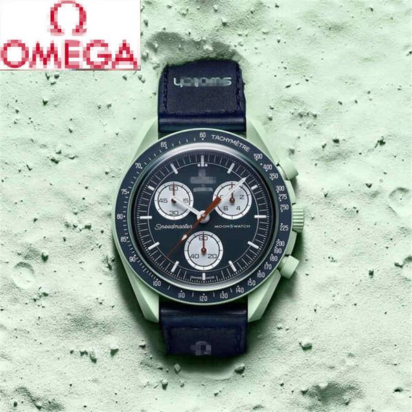 

new highest-quality mens watch bioceramic moonswatch quartz swatchity timing details in place so33a 100 rings transparent logo security code, Slivery;brown