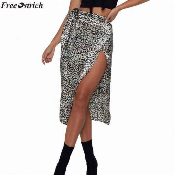 

skirts ostrich harajuku skirt women print high waist irregular split bandage pencil kawaii autumn winter clothing d9g1#, Black