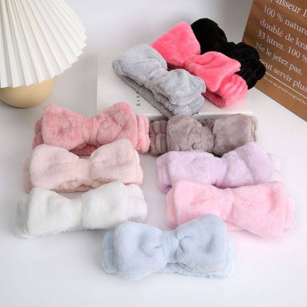 

women fashion headband soft flannel bunny ear makeup cosmetic shower elastic headband 2111164, Silver