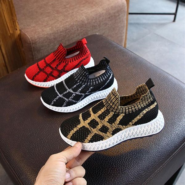 

spring and autumn fashion kids sneakers breathable mesh flying weave comfortable sneakers for boys and girls2853, Black;red