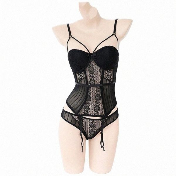 

underwear steel cotton pad slim vest suit back adjustable passion temptation lingerie set bras sets 21p7#, Red;black