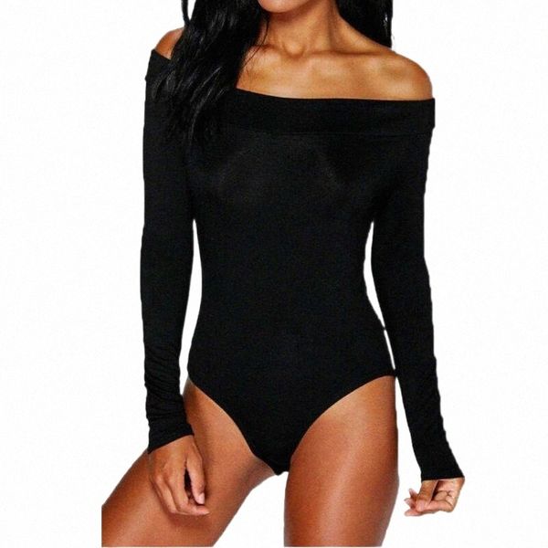 

women's jumpsuits & rompers goocheer arrival women ladies off shoulder long sleeve bodysuit slim leotard bodycon romper jumpsuit high s, Black;white