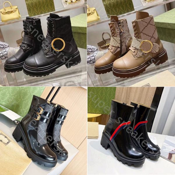 

women martin boot designer boots 2022 fashion high heels coarse heels non-slip winter shoes with box size 35-42, Black