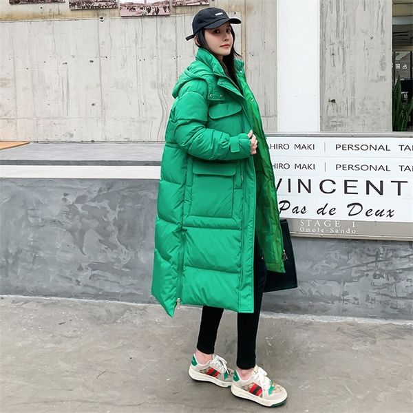 

women's down parkas arrival autumn winter thicken warm parka women casual solid color big pocket loose long hooded coat jackets outwear, Black