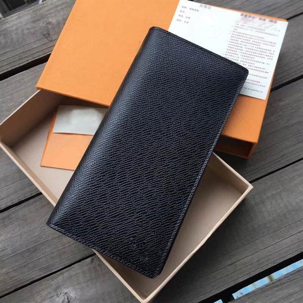 

luxury leather man's purse long men designer wallet fashion brand notecase with card holder long style with box m6266253m, Red;black