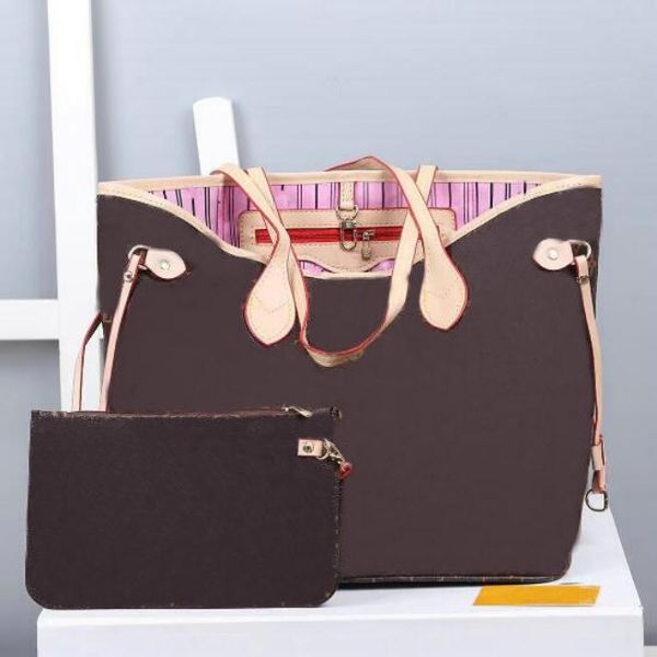 

fashion women 2pcs/set shopping handbags ladies designer composite bags lady clutch bag shoulder tote Handbasgss female purse wallet 36CM, Brown flowers