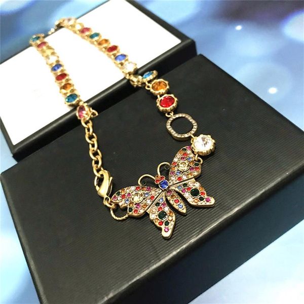 

women designer necklace gem butterfly pendant womens designers necklaces fashion crystal diamonds necklaces jewelry couples gift 22757, Silver
