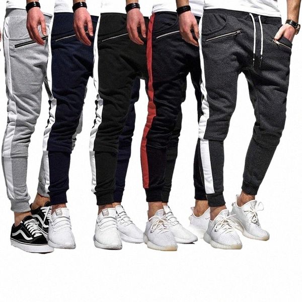 

spring and autumn 2021 s-xxl sizes men's fashion trend style sports casual pants stitching colors mens male x0s4#, Black