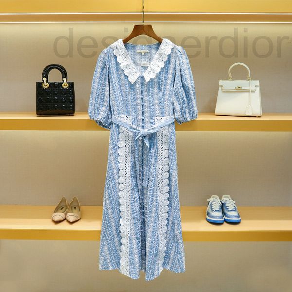 

casual dresses designer family french bubble sleeve dress 2022 autumn doll collar lace hollow out medium length skirt children, Black;gray