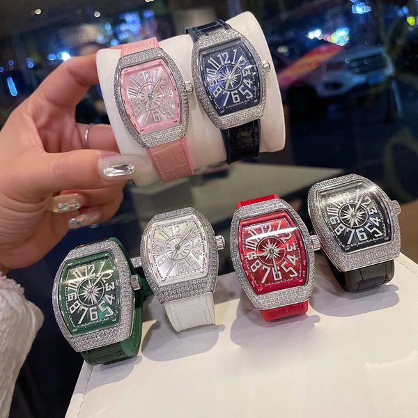 

luxury men's watch women's watch set diamond classic digital face, Slivery;brown