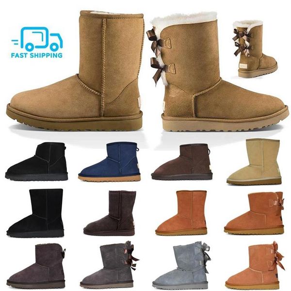 

2020 women snow boots fashion winter boot classic mini ankle short ladies girls womens booties triple black chestnut navy blue260y