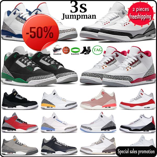 

men basketball shoes 3s jumpman 3 cardinal red pine green racer blue cool grey georgetown court purple laser orange mens trainers outdoor, Black