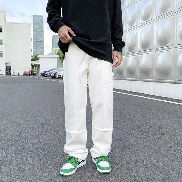 

men's jeans men patchwork baggy casual pants 2021 mens y2k japanese streetwear denim trousers male vintage kpop fashion i2wu#, Blue