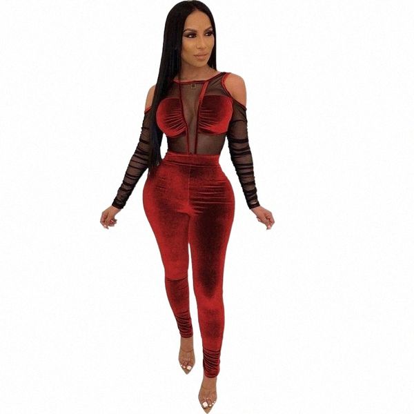 

women's jumpsuits & rompers elegant for women 2021 long sleeve patchwork mesh black bodycon jumpsuit backless party club c6zy#, Black;white