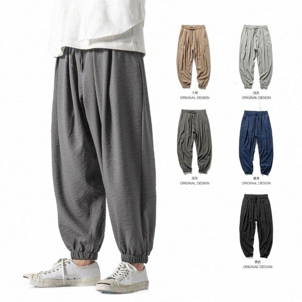 

solid color sports men's loose lantern beam feet 2021 spring casual wide-leg straight-leg pants v2ym#, Black