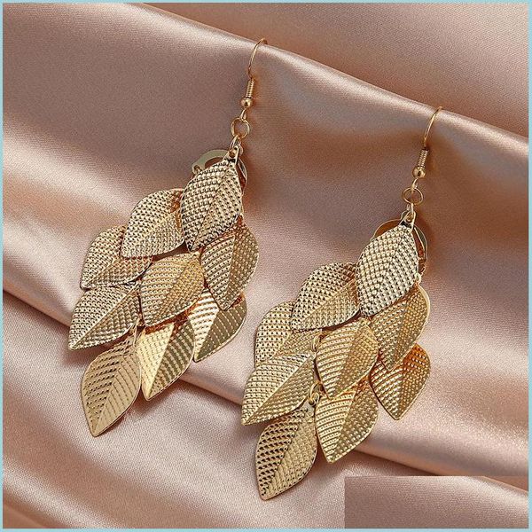 

dangle chandelier fashion jewelry vintage metal leaves earrings leaf tassels dangle earring drop delivery 2021 dhseller2010 dhaeh, Silver