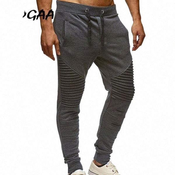 

men's pants zogaa men streetwear fashion trendy casual trousers fitness stitching straight all-match solid plus size1 54hx#, Black