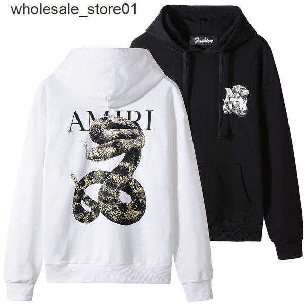

men's hoodies designer sweatshirts amirs fashion cobra letter men's fashion relaxed streetwear leisure, Black