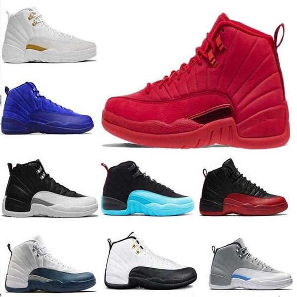 

2019 mens and womens basketball shoes sneakers 12s xii flu game royal taxi french blue for men sports shoes high cut190k