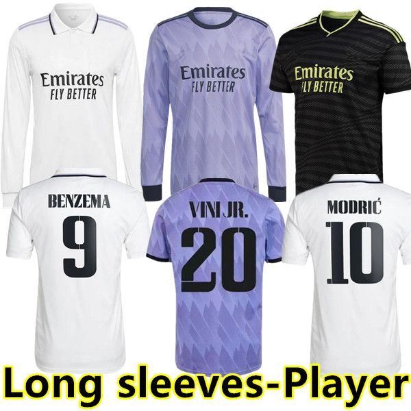 

player version 22 23 soccer jerseys home white away purple 3rd blue camiseta de 2022 2023 long sleeves football shirts men kids kit socks, Black;yellow