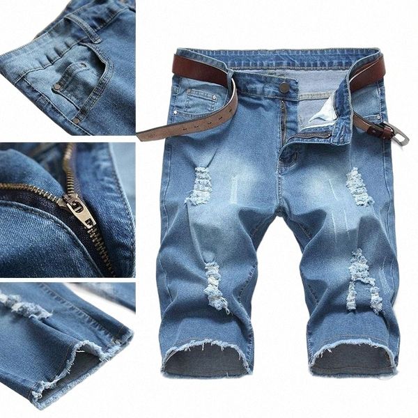 

men's jeans shorts straight blue casual large size 28-42 denim cotton y49b#