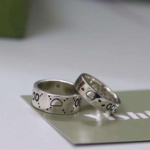 

titanium steel skull men's and women's ring imitation 925 sterling silver couple luxury designer home does not fade jewelry330u