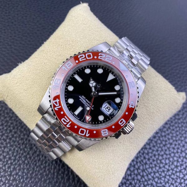 

ow factory man watches mechanical cal.3186 movement 40 mm 904 l stainless steel ceramic border sapphire crystal glass waterproof, Slivery;brown