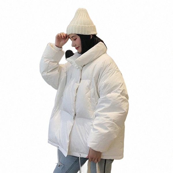 

women's down & parkas korean style stand collar winter jacket women breasted buttons coat for short black puffer parka female i8ru#