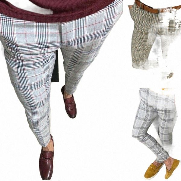 

men's pants fashion men slim fit stripe business formal casual office skinny trousers1 v47e#, Black