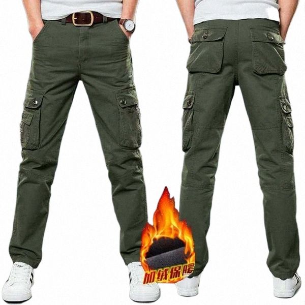 

men's jeans winter fleece warm tactical pants zip cotton trousers loose army green cargo men casual plus thicken tooling size z5gu#, Blue