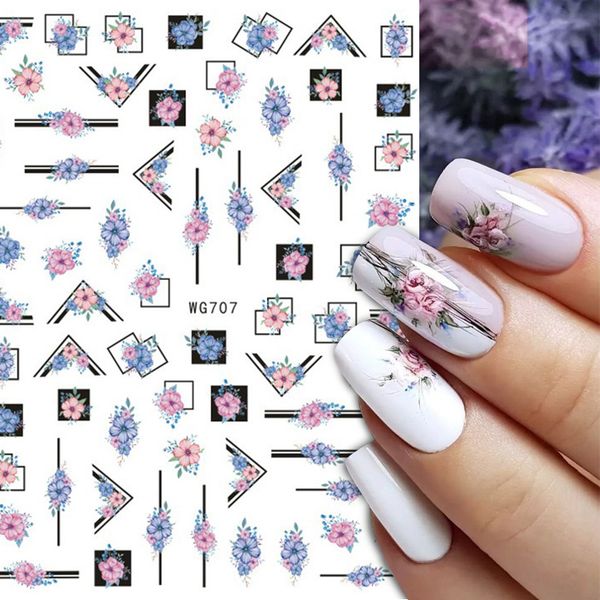 

beauty artstickers & geometric lines flowers leaves 3d sticker figure woman face pattern special self adhesive nail art decals man..., Black