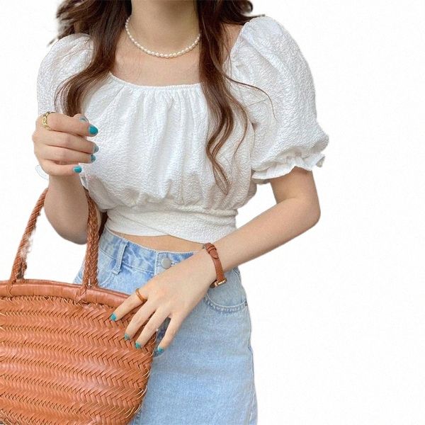 

women's blouses & shirts blouse women temperament white bandage short-sleeved shirt female design sense niche summer korean style slim