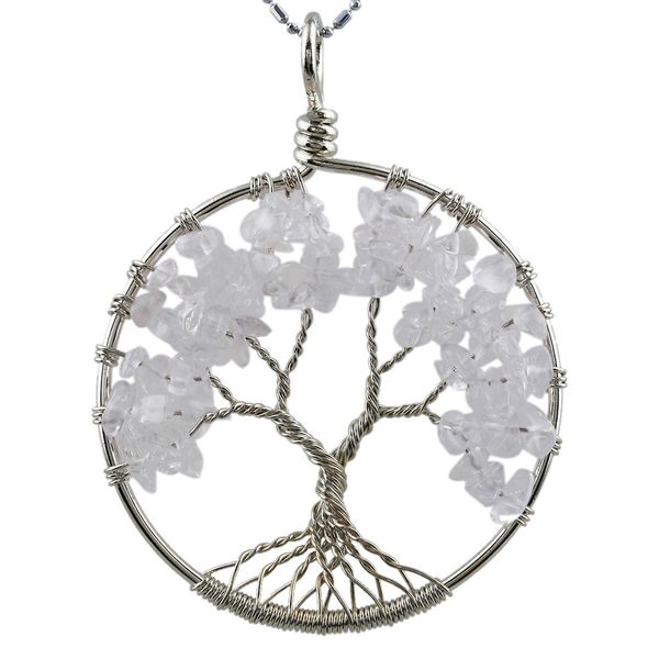 

pendant necklaces tumbled gemstone tree of life necklace for women men drop delivery 2022 ffshop2001 amokz, Silver