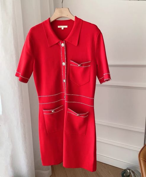 

new 2022 autumn and winter pure yuan knitted women's clothing ma-j-e red women's contrast color knit-ted dress, Black;gray