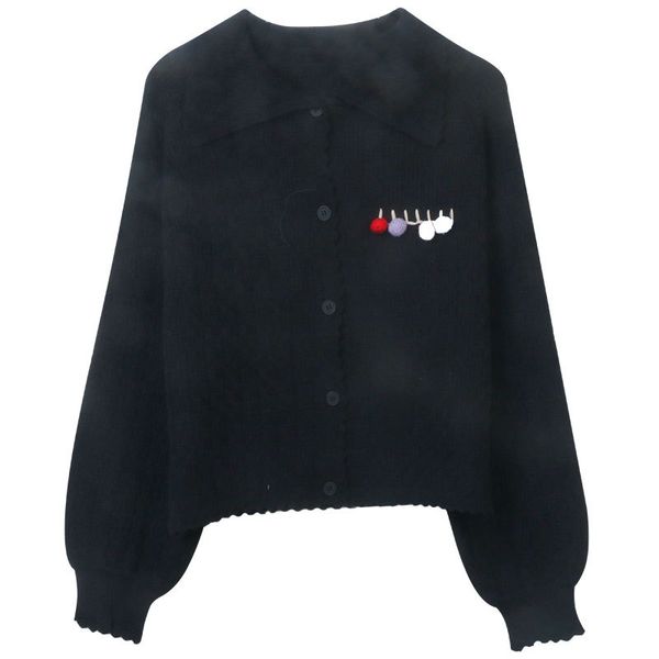 

902 2022 milan runway autumn sweater long sleeve lapel neck white black fashion clothes womens mingmei