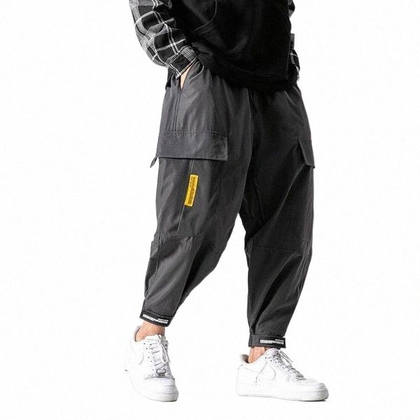 

men's pants 2021 autumn ins tide brand hip hop magic stick beam foot overalls men cargo loose casual pants1 b3kt#, Black