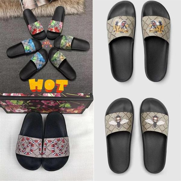

men slides women sandals shoes slippers pearl snake print slide 2022 fashion summer wide flat lady sandal slipper dust bag 35-45272s, Black