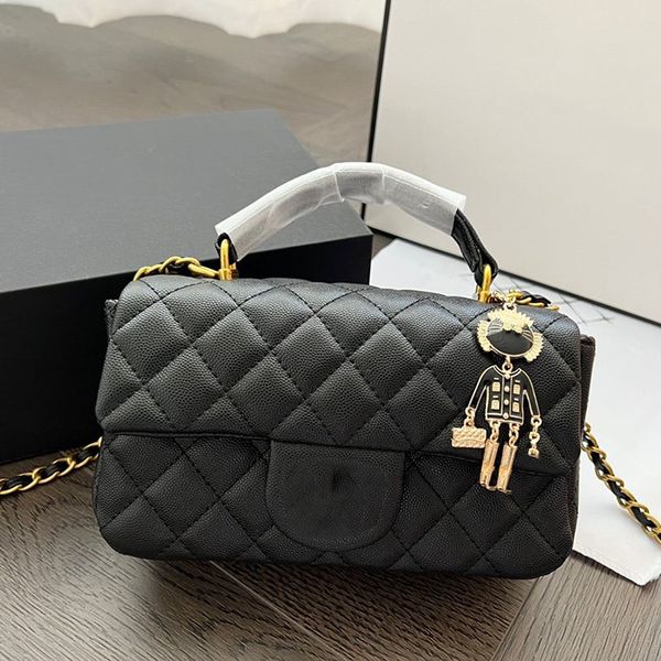 

2022ss women badge character luxury designer messenger bag diamond lattice caviar leather quilted classic flap shoulder bag mini handheld vi