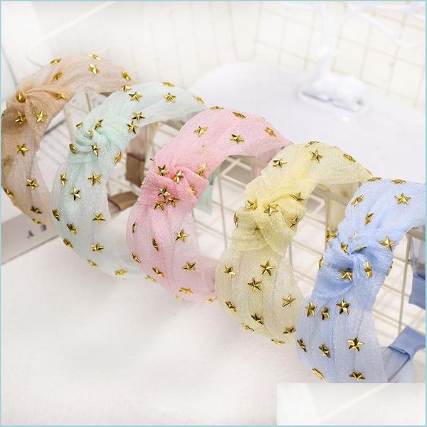 

headbands bohemian hairband vintage sweet wide-brimmed hair roop with diamond star romantic lace silk gauze headwear accessories c3 d dhy4s, Silver