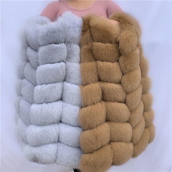 

women's fur faux natural fur vest ladies winter autumn coat warm made of natural women's real genuine ves 220919, Black