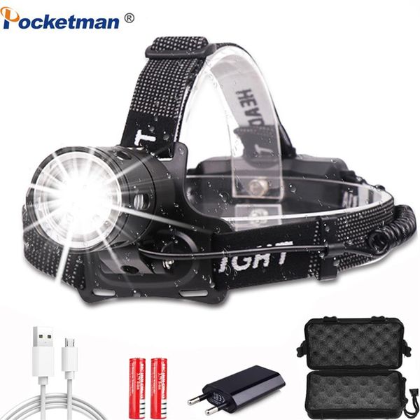 

7000lm headlamp powerful xhp 50 led headlight super bright v6 head lamp fishing bicycle torch linterna camping light3134