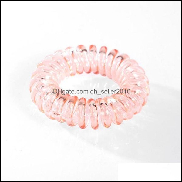

hair rubber bands telephone wire elastic clear hair rubber bands plastic no crease coil hairtie ponytail hairaccessories c3 drop deli dharb, Pink