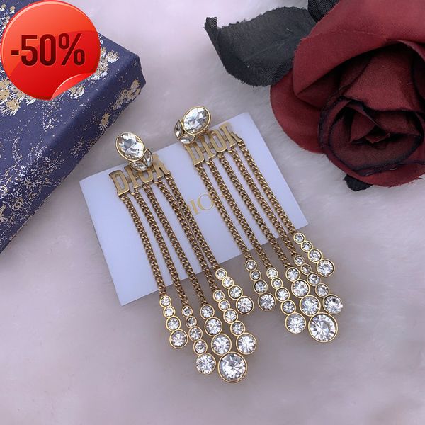 

50% off factory special clearance designer jewelry earrings charms d/dijia network red classic high-end brass sier, Golden