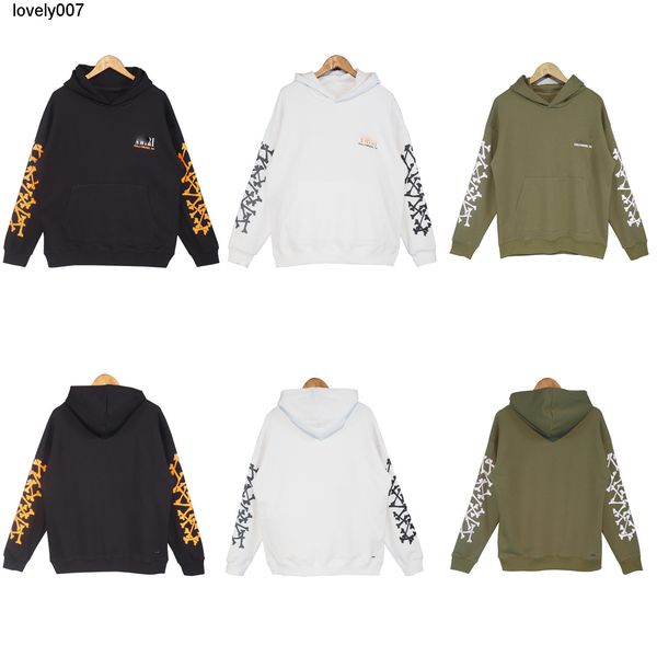 

designer men's hoodies sweatshirts amirs bone letter printed couple hoodie, Black