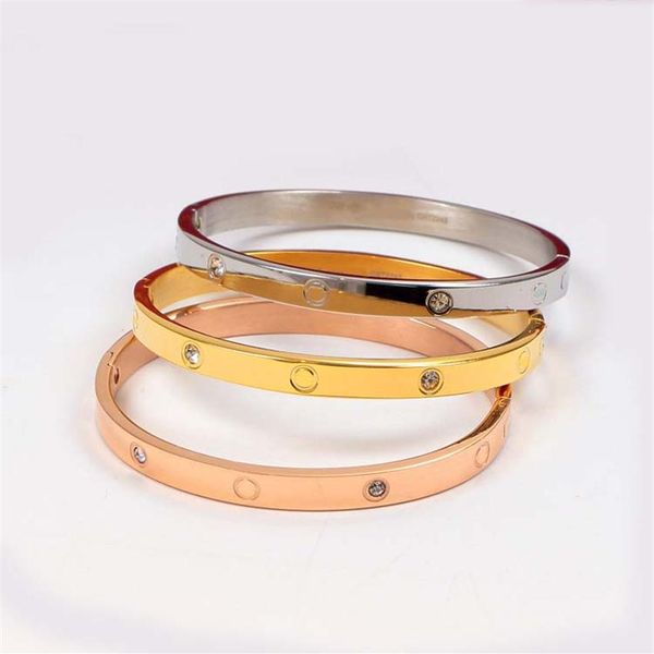 

19cm stainless steel eternity bracelets buckle five-generation bangles ordinary corrosion internal standard lover forever bangle for wo210d, Golden;silver