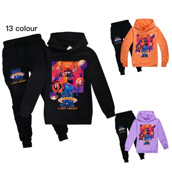 

clothing sets children clothes 2021 autumn kids fashion space jam 2 cartoon baby girls outfits teenagers boys sports suit268i, White