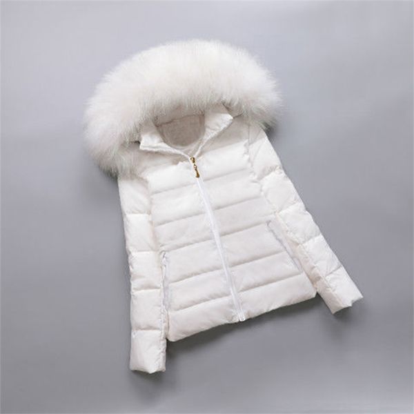 

women's down parkas fashion european white winter jacket for women big fur coat female short jacket winter hooded cotton parkas warm ja, Black