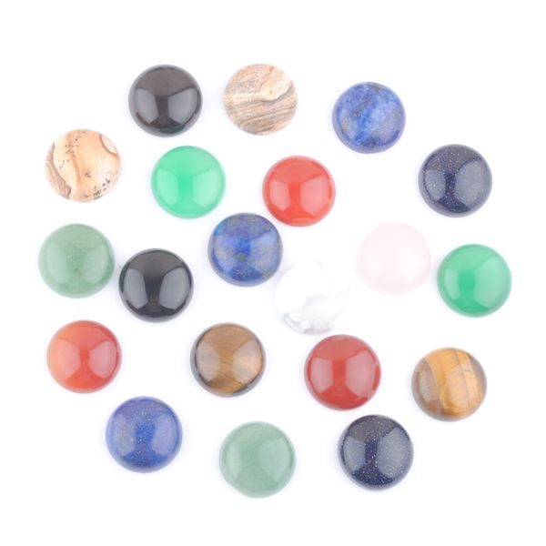 

natural gemstones 18mm round cabochon cab flat back beads tiger's eye lapis no hole for diy handcrafted jewelry making bu343, Black