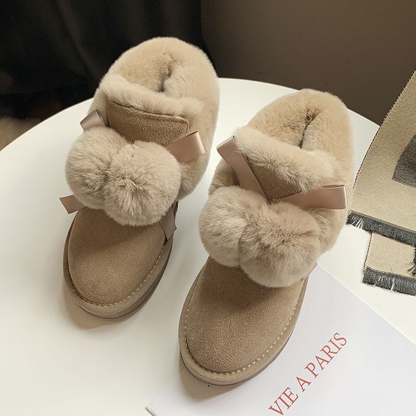 

cotton boots 2022 winter khaki light breathable warm anti-skid wear-resistant firm soft bottom plush decoration easy to wear women, Black